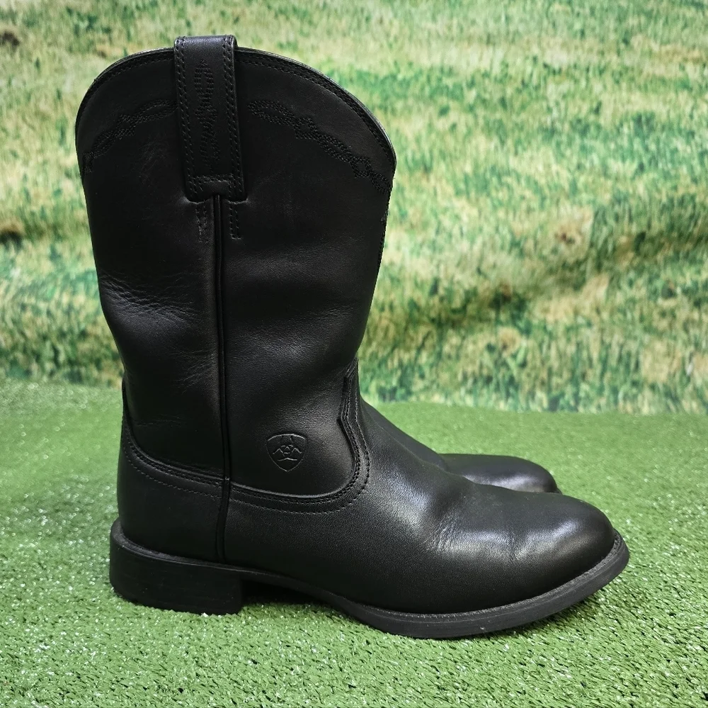 Ariat Heritage Roper Embroidered Leather Round Toe Mens Boots Size 7.5 LIKE NEW